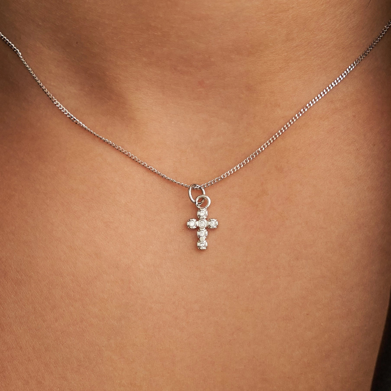 Demi-Fine Silver Dainty Cross Necklace