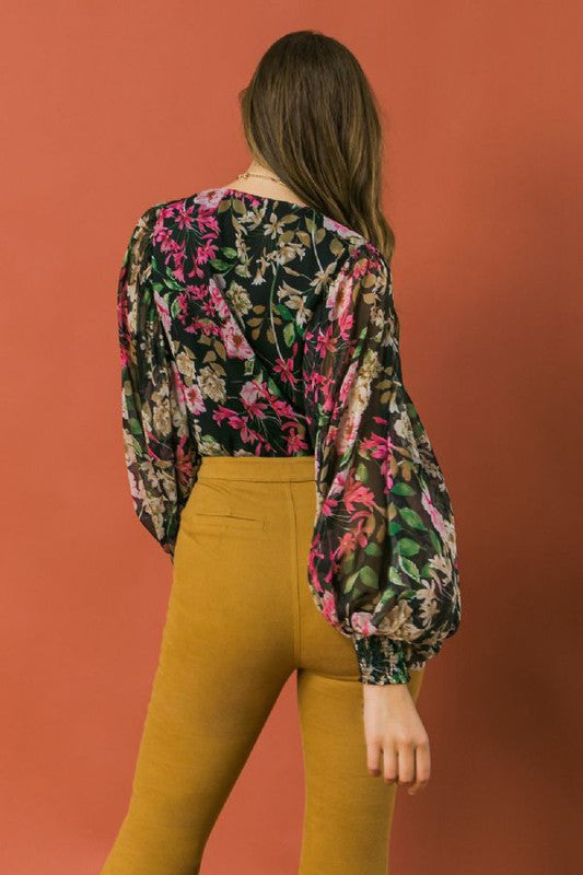 Floral Print Bodysuit- Size Small