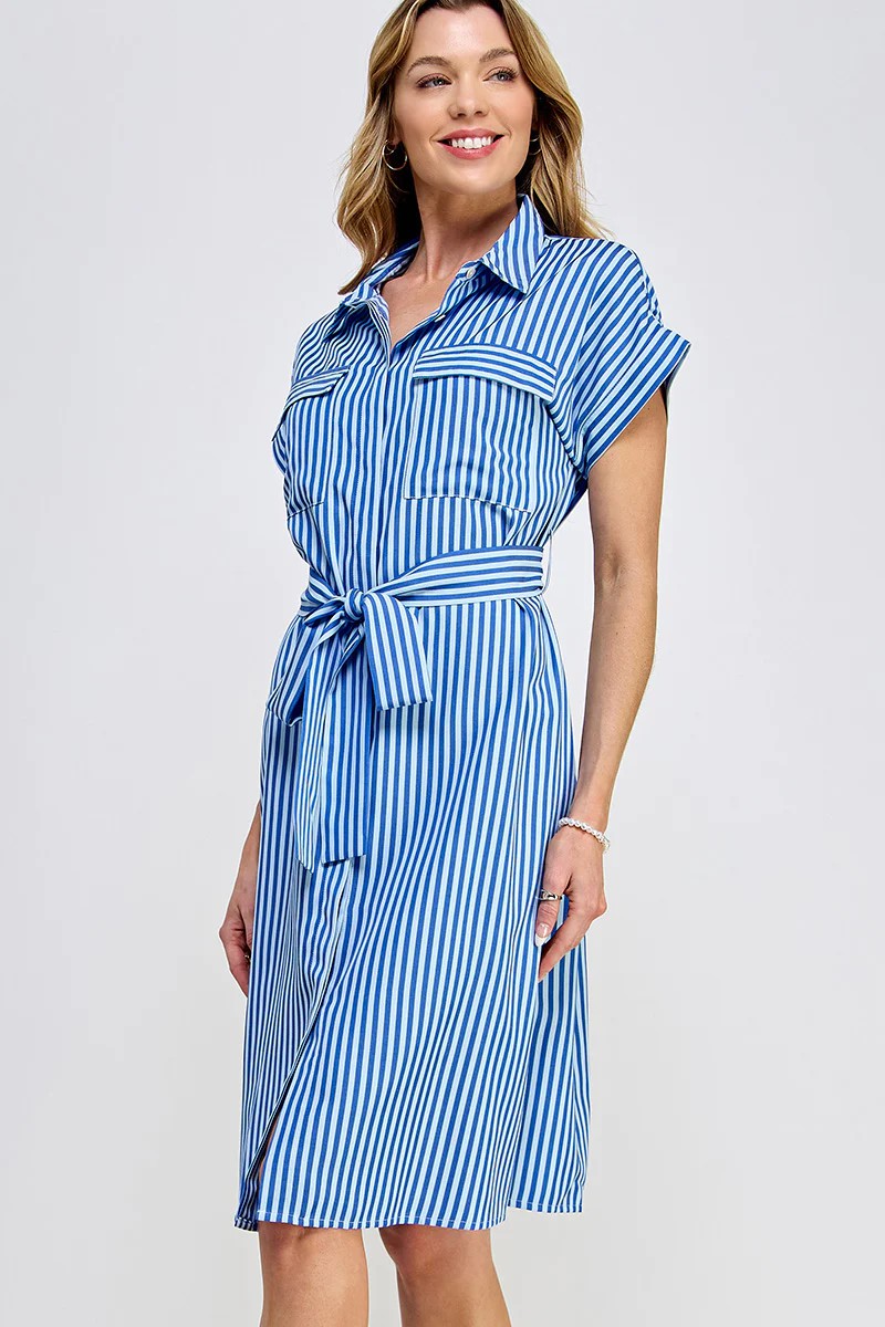 Striped Button Down Dress- Small