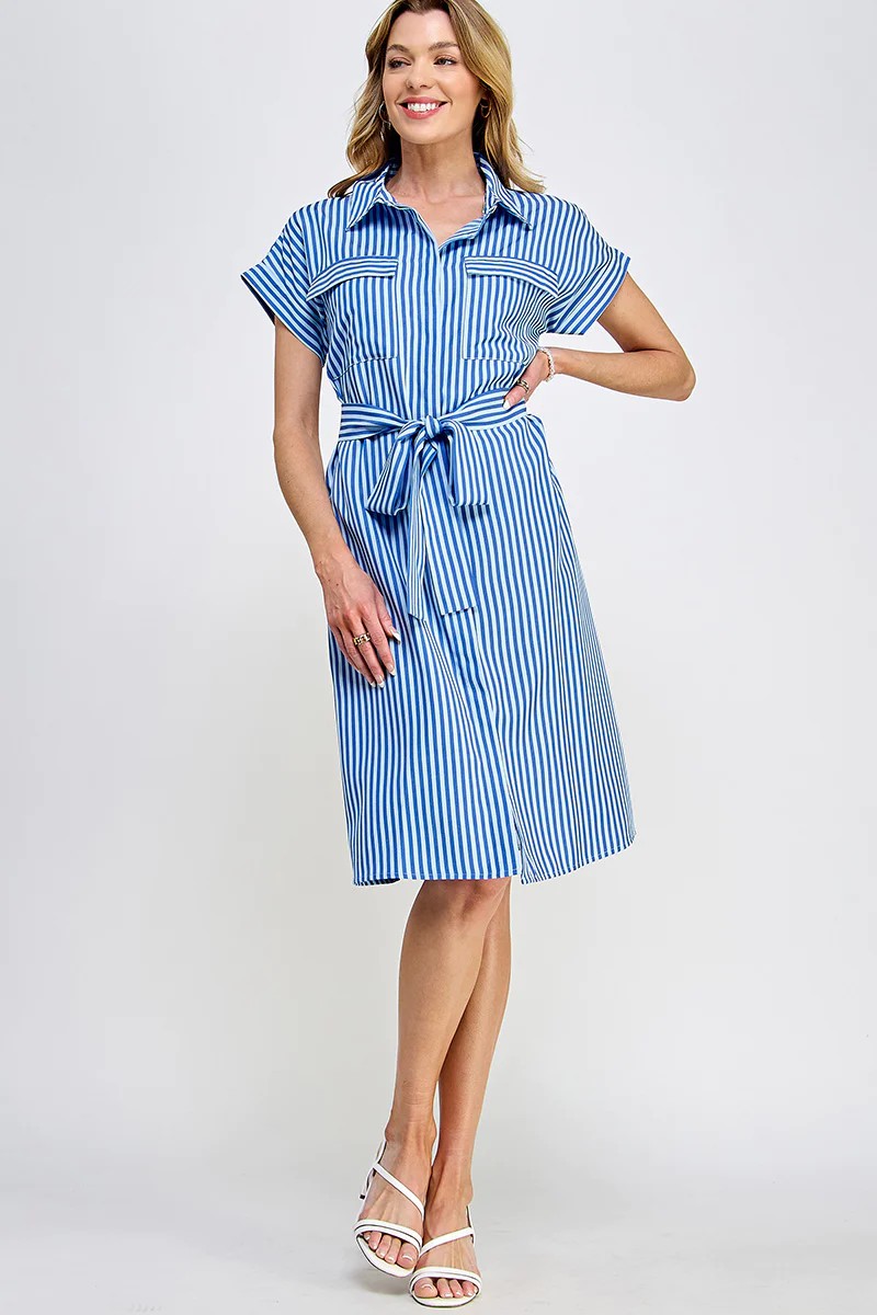 Striped Button Down Dress- Small