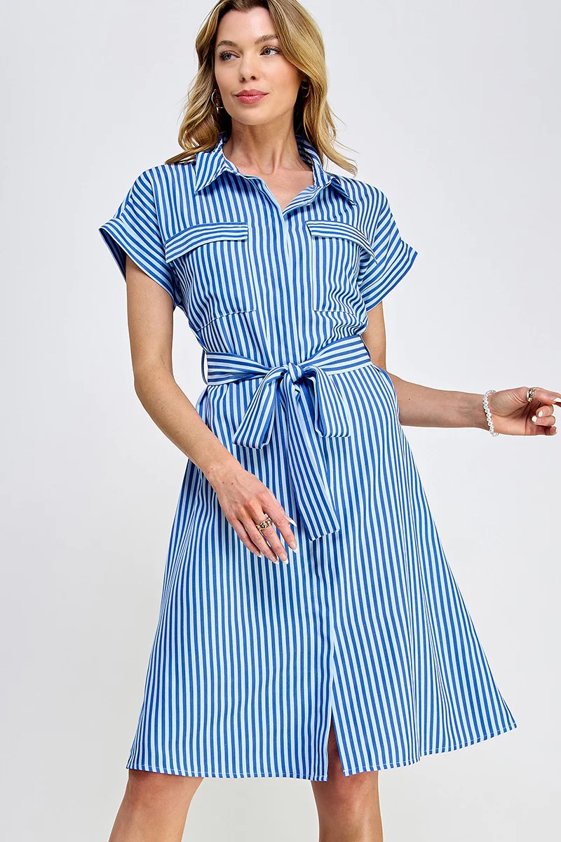 Striped Button Down Dress- Small