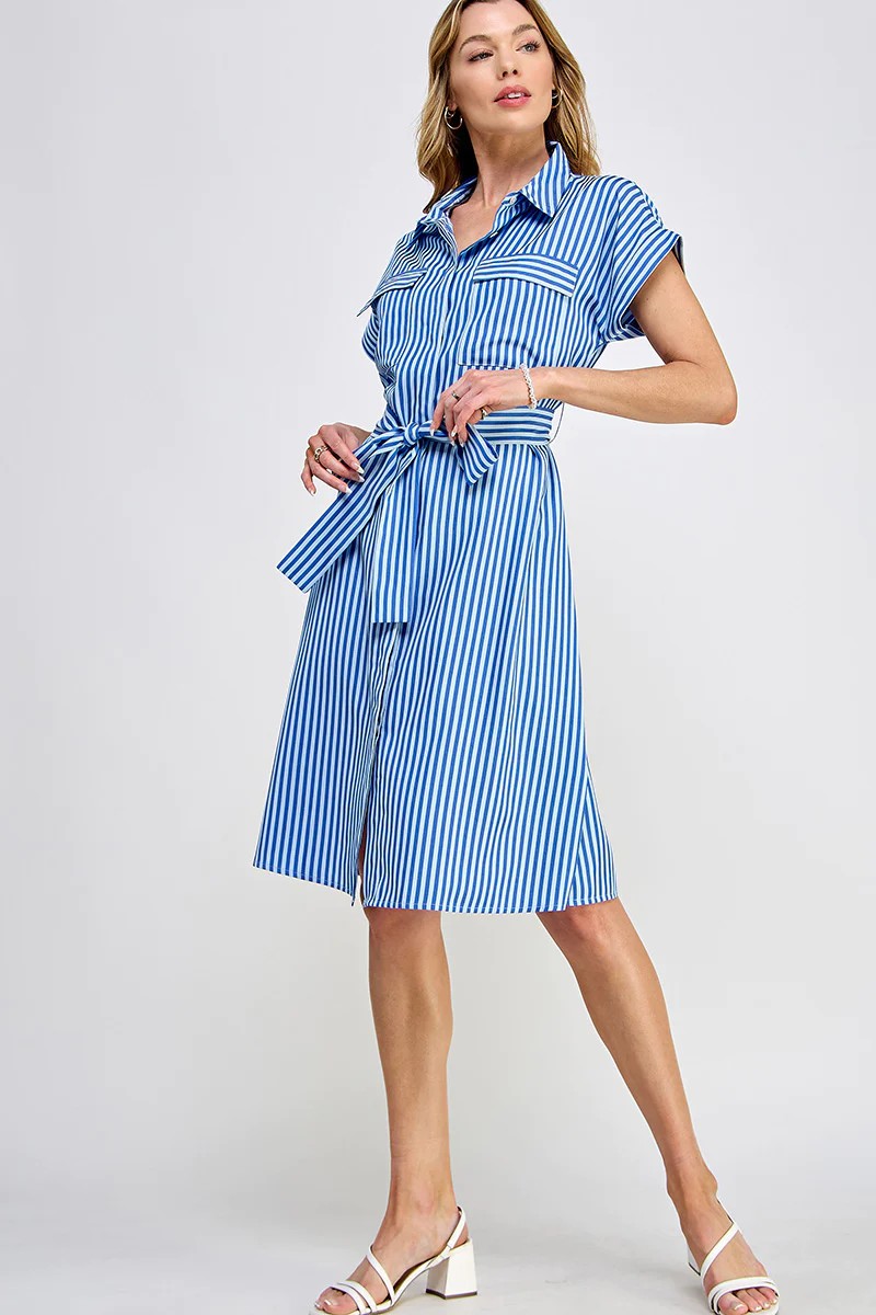 Striped Button Down Dress- Small