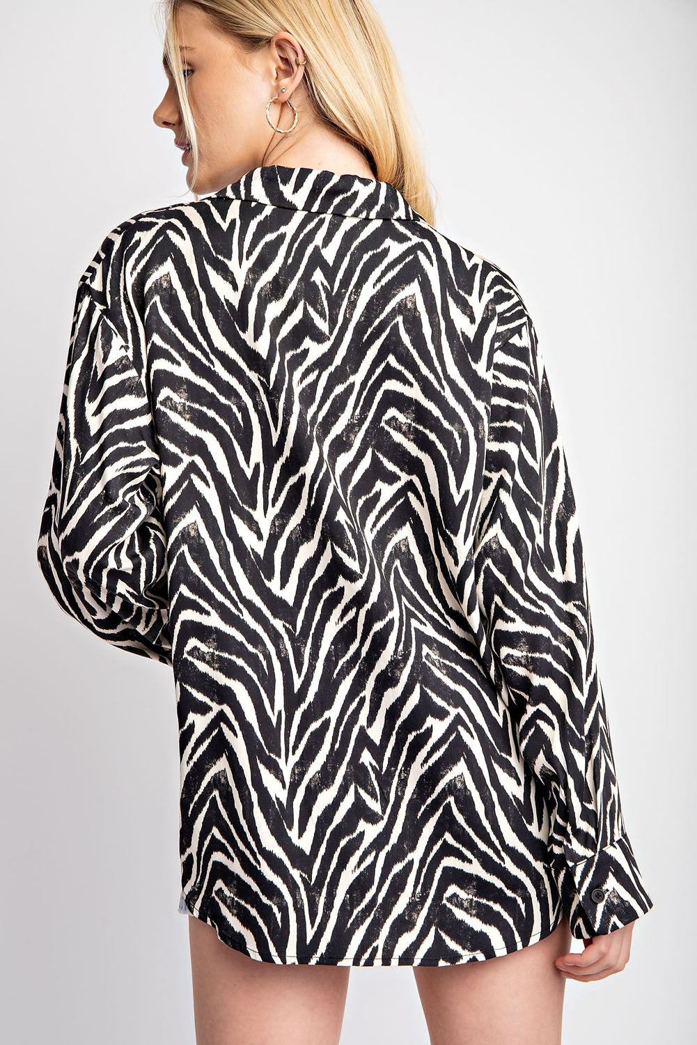 Zebra Print Button Down