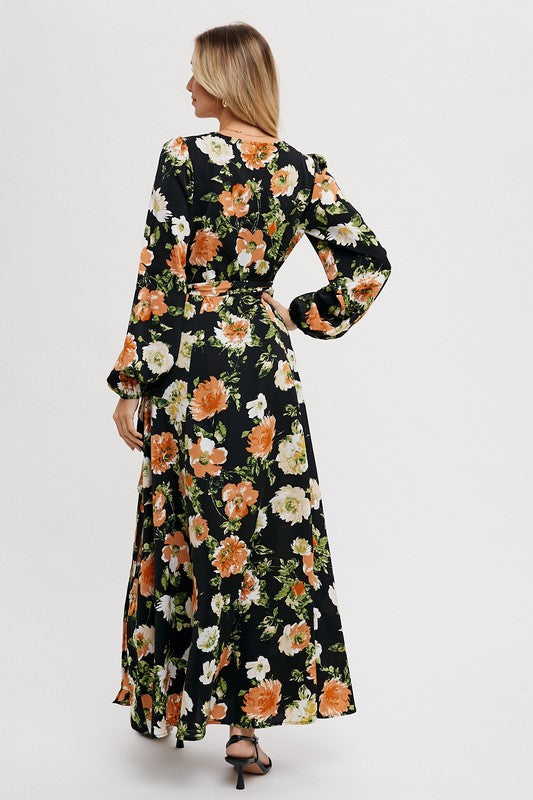 Floral Maxi Wrap Dress- Size Small