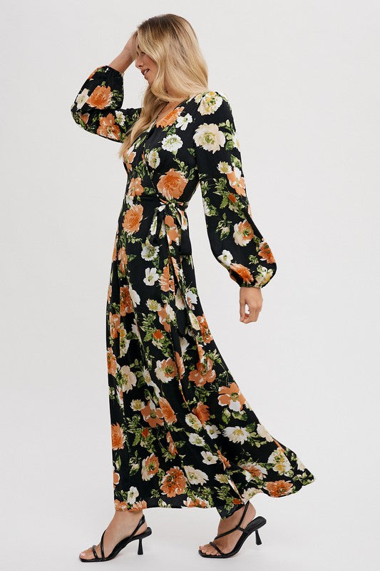 Floral Maxi Wrap Dress- Size Small