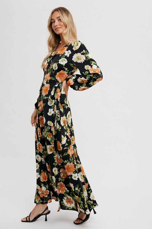 Floral Maxi Wrap Dress- Size Small