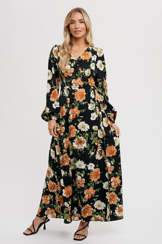 Floral Maxi Wrap Dress- Size Small