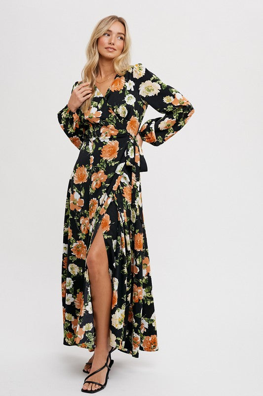 Floral Maxi Wrap Dress- Size Small