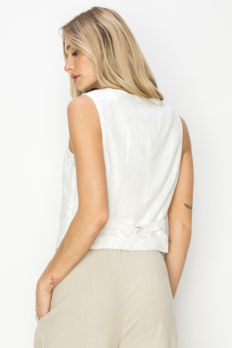 White Linen Vest