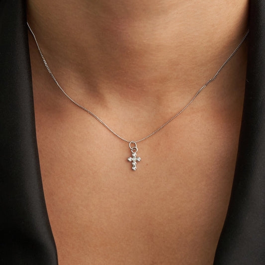 Demi-Fine Silver Dainty Cross Necklace