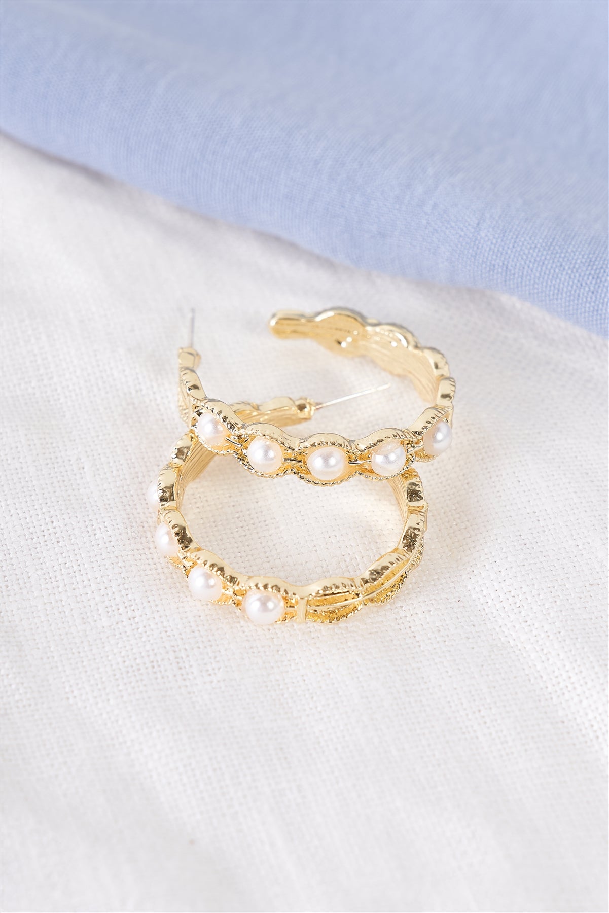 Gold Pearl Hoops