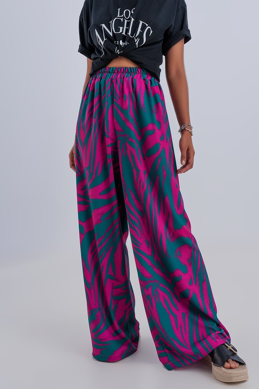 Wide Leg Animal Print Pants