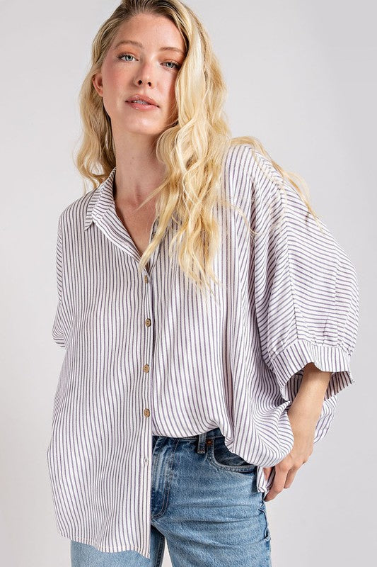 Striped Button Down Top- Small/Large