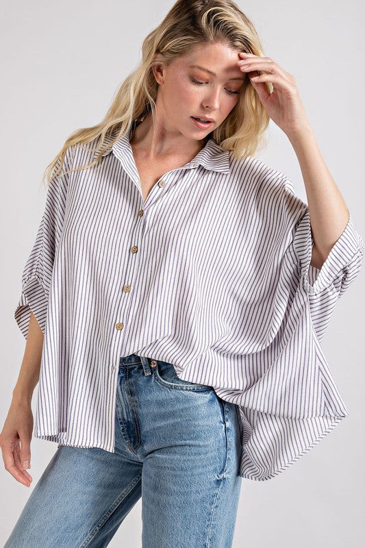 Striped Button Down Top- Small/Large