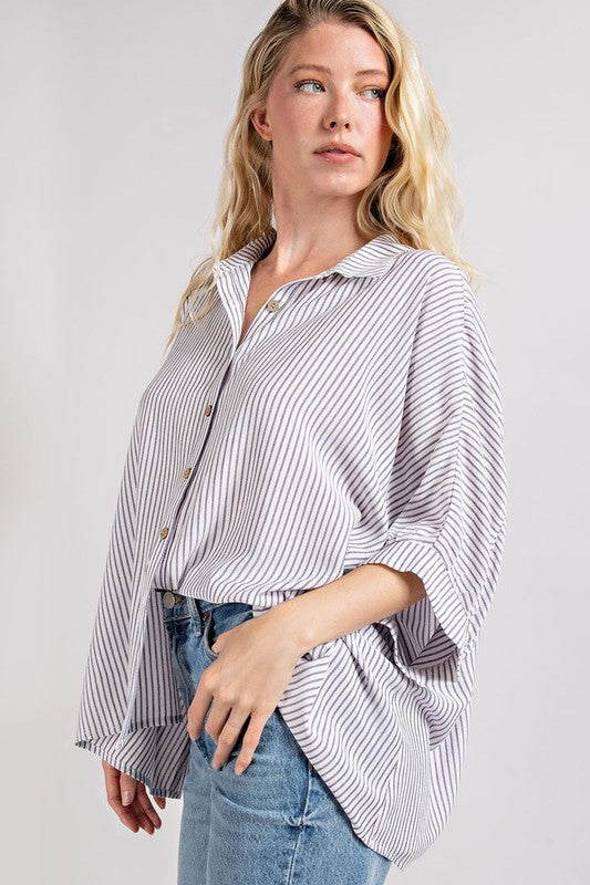 Striped Button Down Top- Small/Large