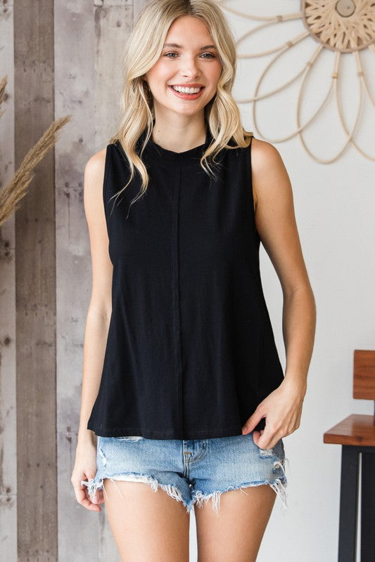 Mock Neck Tank in Black