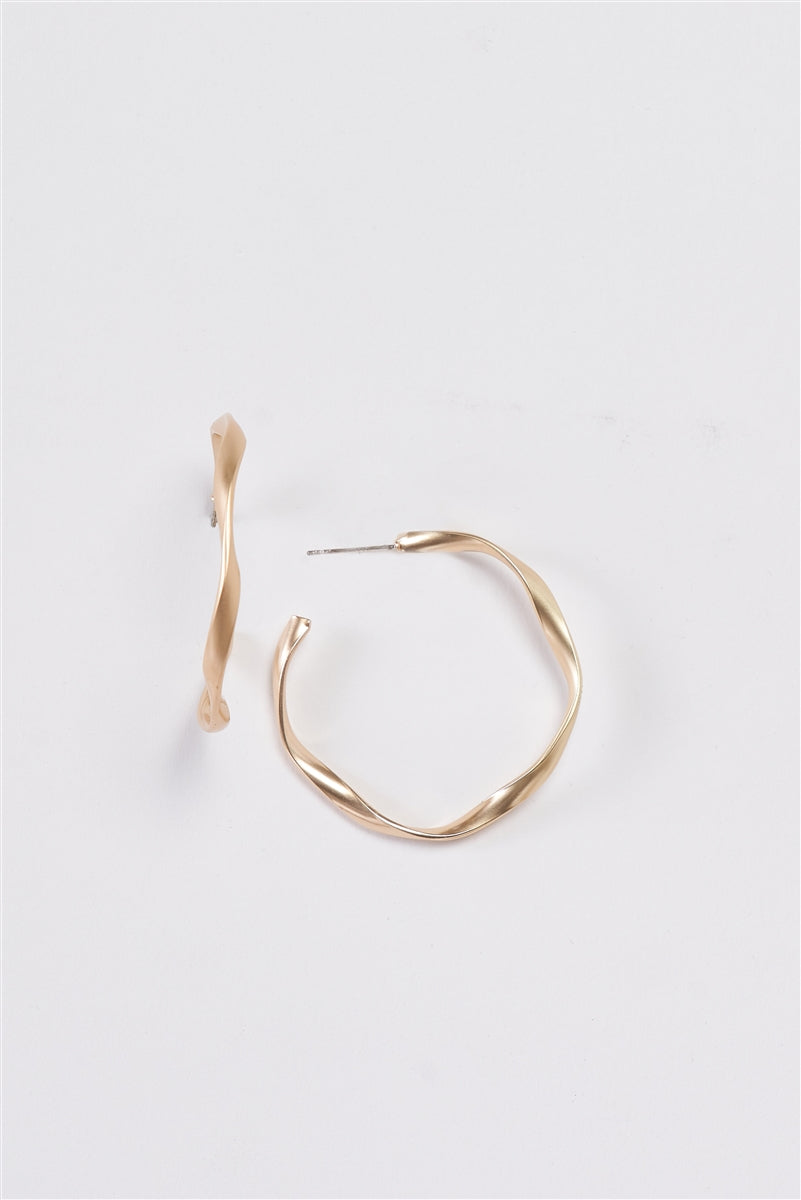 Matte Gold Twisted Hoop Earrings