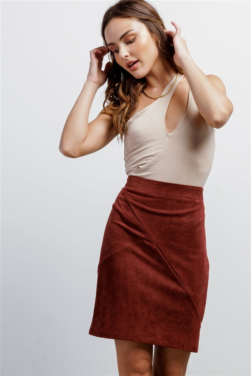 Faux Suede High-Waist Skirt