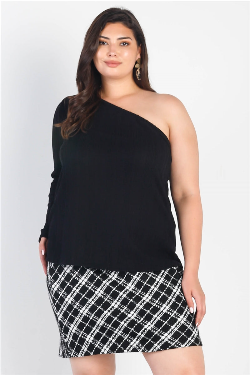 Junior Plus Size One Shoulder Top