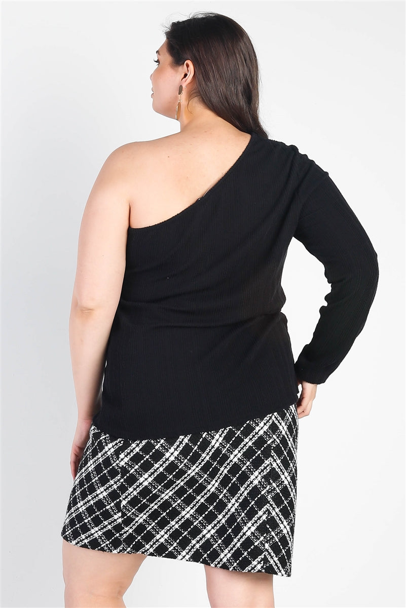 Junior Plus Size One Shoulder Top