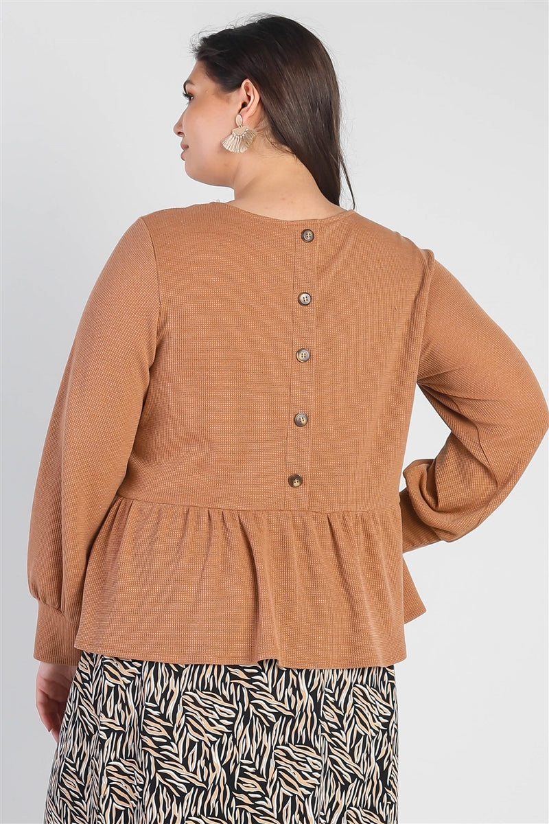 Junior Plus Size Waffle Knit Top