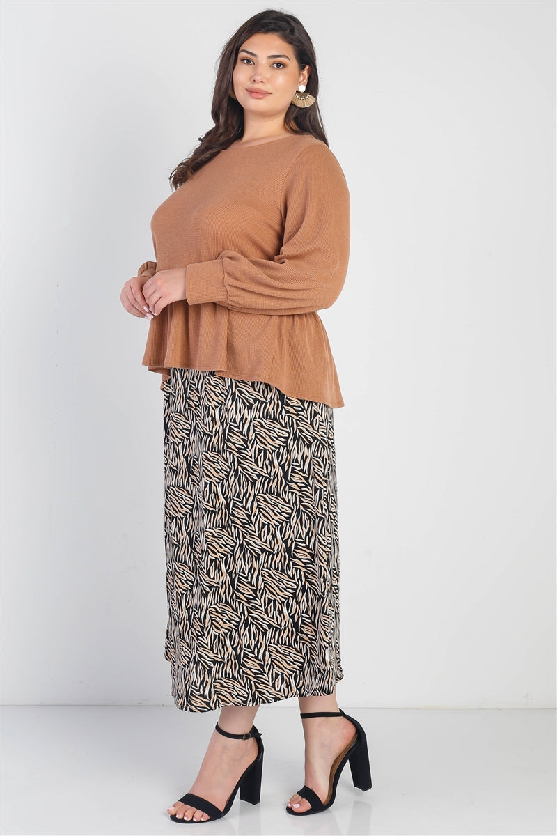 Junior Plus Size Waffle Knit Top