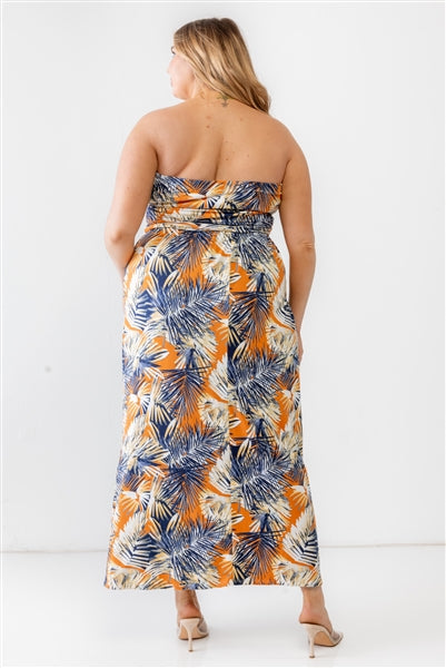 Tropical Print Strapless Dress- 2XL/3XL