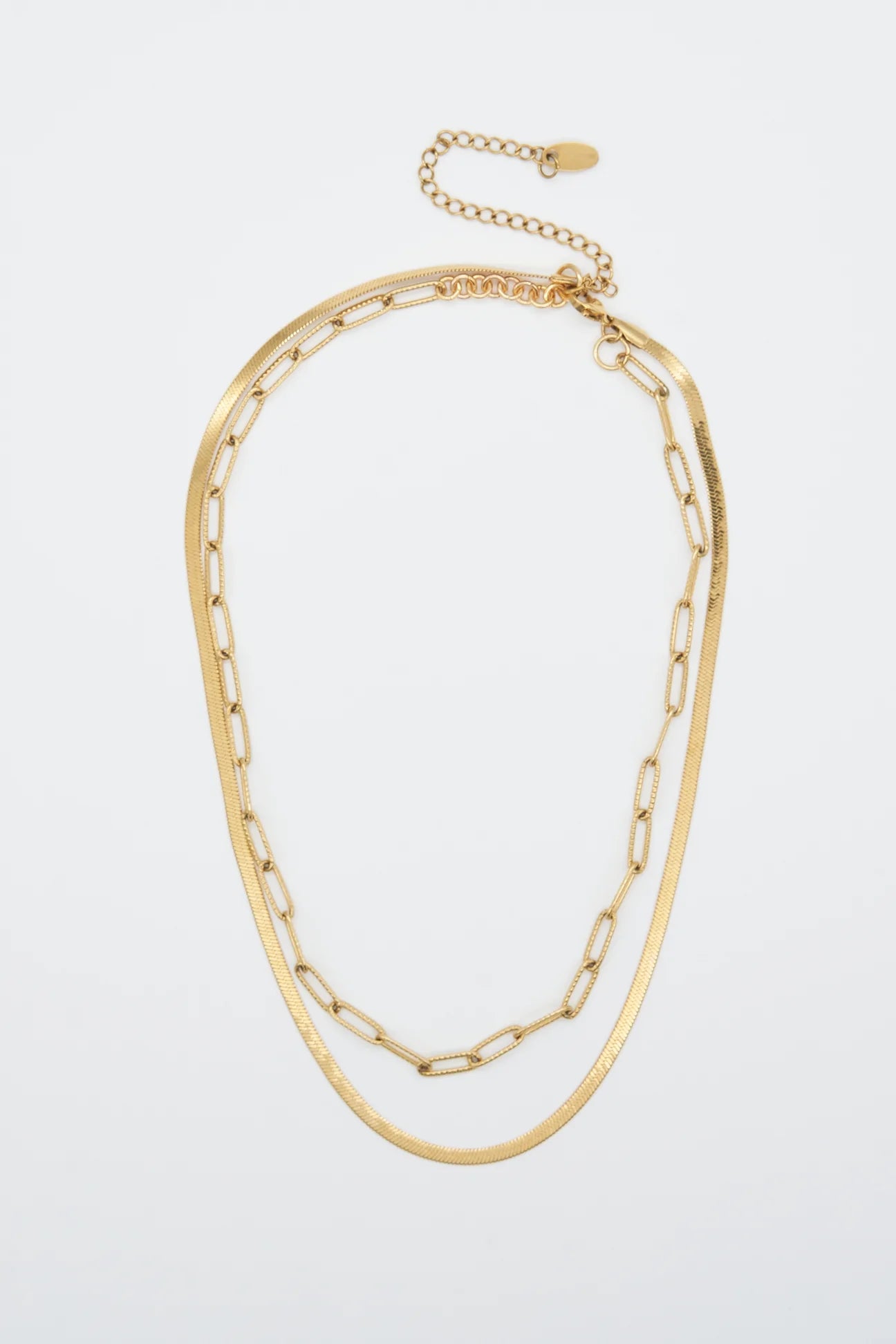 Herringbone + Paperclip Layered Necklace