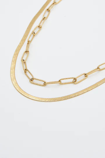 Herringbone + Paperclip Layered Necklace